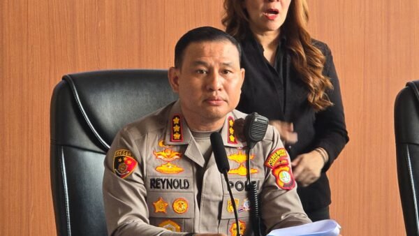 Kapolres Metro Jakarta Pusat Kombes Pol Reynold E.P. Hutagalung dalam rilis perkara Percetakan Mau Print di Polres Metro Jakarta Pusat, Jumat, 26 Juni 2026.