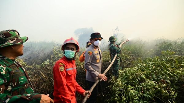 Kapolda Jambi Bersama Gubernur dan Danrem Pantau Penanganan Karhutla di Tanjab Timur