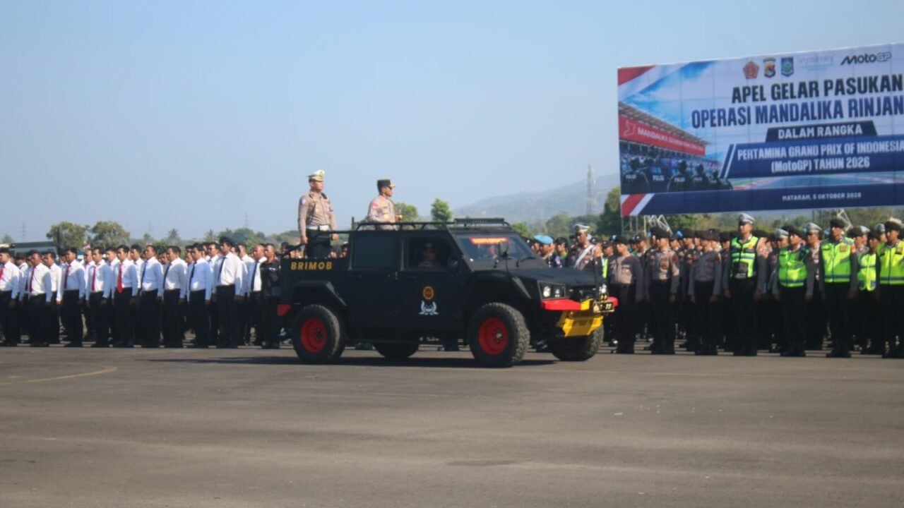 2.678 Personel Dikerahkan, Kapolda NTB Pimpin Apel Ops Mandalika Rinjani 2026 Amankan MotoGP